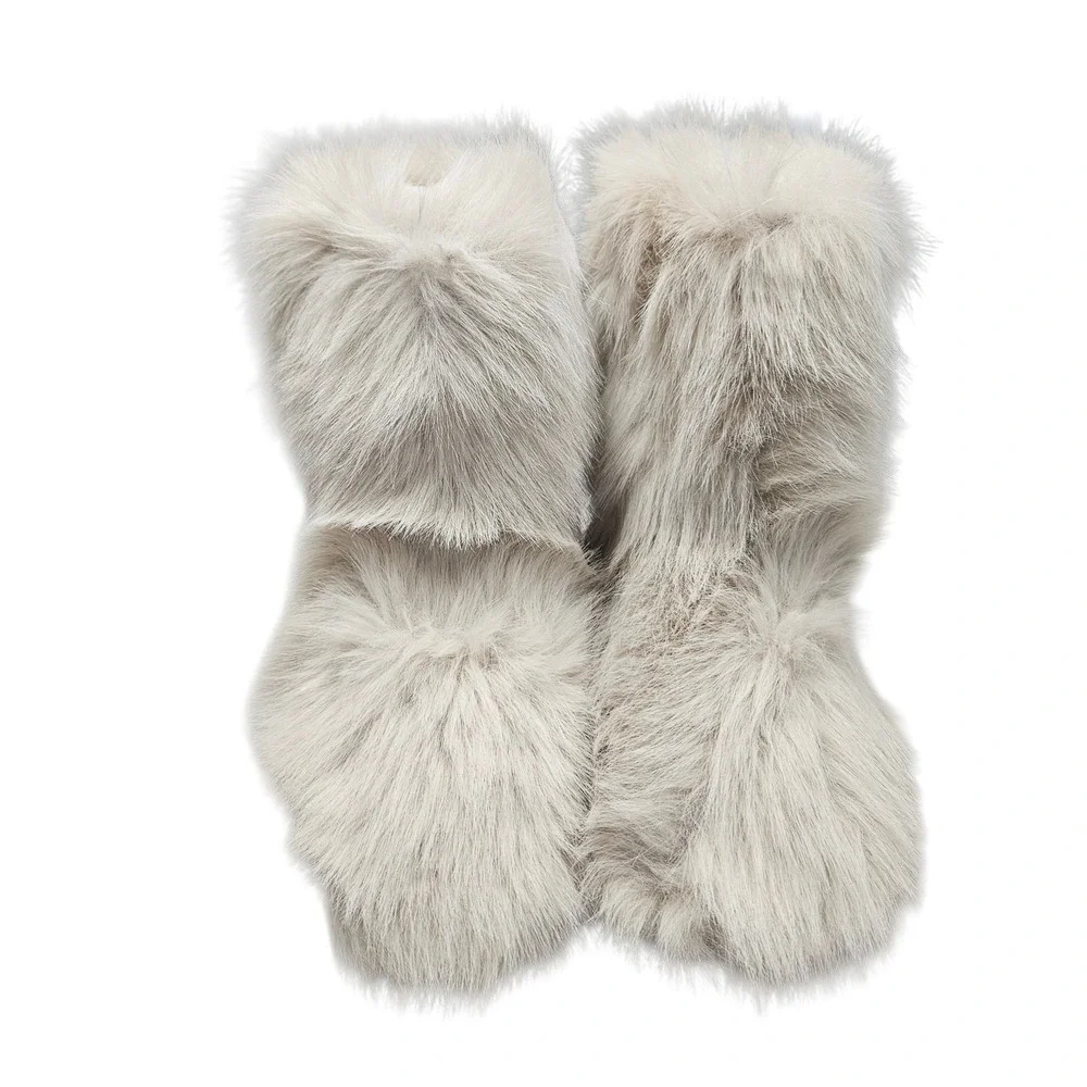 Wild Diva Faux Fur Boots Womens 6.5 Beige Shaggy Melanie-21 Yeti Apres Ski Style